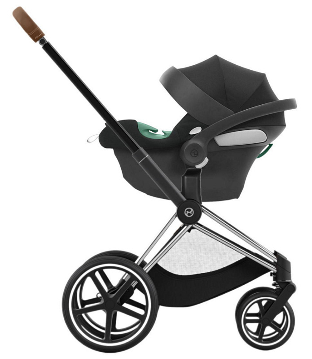 Коляска 3 в 1 Cybex Priam IV Chrome Brown и автокресло Aton B2 i-Size Volcano Black Peach Pink