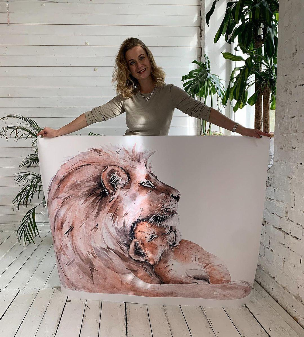 Стикер ЛЕВ И ЛЬВЁНОК