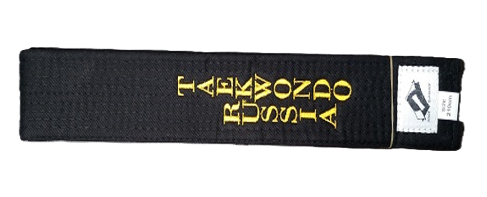 Пояс для тхэквондо ProfSport черный с вышивкой Taekwondo Russia