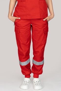 Брюки-джоггеры летние женские Скорая помощь MedicLine цв. КРАСНЫЙ