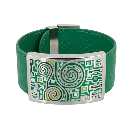 Браслет Fiore Luna на кожаном зеленом ремешке CB01319-6 G/S
