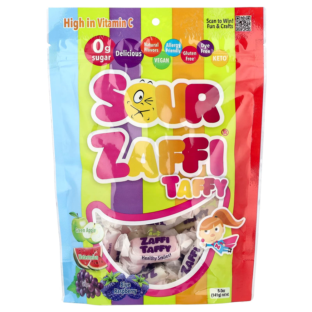 Zollipops, Sour Zaffi® Taffy, фруктовое ассорти, 141 г (5 унций)