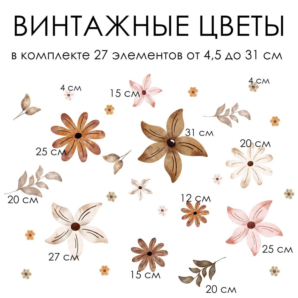 Стикеры ВИНТАЖНЫЕ ЦВЕТЫ