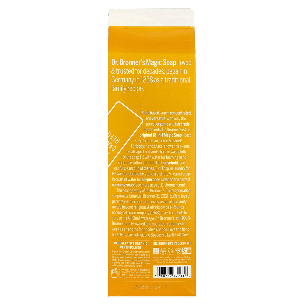 Dr. Bronner's, Pure-Castile Magic Soap, 18 в 1, сменная упаковка, с цитрусовым ароматом, 946 мл (32 жидк. унции)