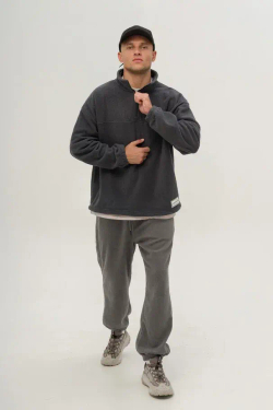 Толстовка КУЛЬТУРА "HALF ZIP FLEECE", темно-серый