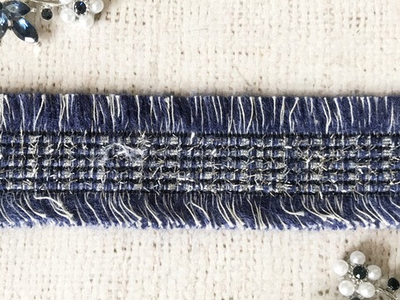 Тесьма текстиль, люрекс с бахромой, ш. 3,5 см.