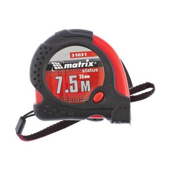 Рулетка Status magnet fixation, 7,5 м х 25 мм, обрезиненный корпус, зацеп с магнитом Matrix 31031