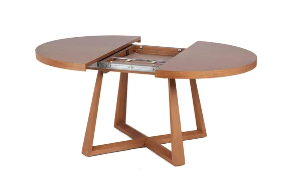 Раздвижной обеденный стол Brave Ø120-160 см, шпон дуба темный