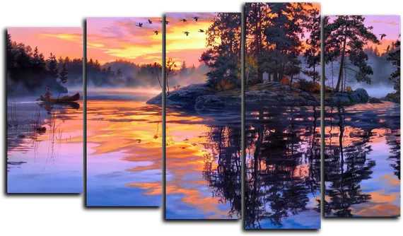Модульная картина "Закат в отражении"