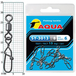 Карабин с вертлюгом для рыбалки AQUA SY-3013 №04 (упк. 8 шт.)
