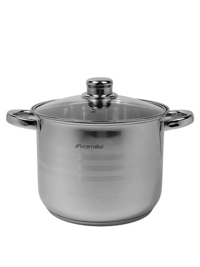 Кастрюля 4,5 л. из нержавеющей стали Kamille KM 5401 со стеклянной крышкой