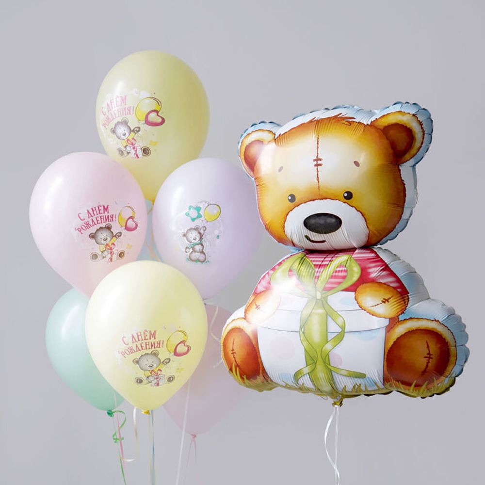 Шар (33"/61*80 см) Фигура, Милый мишка (дизайн ООО БРАВО) 1 шт.