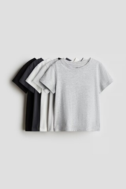 H&M Набор из 5 футболок из хлопка, светло-серый