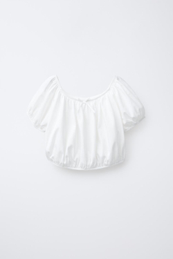 ZARA КОНТРАСТНЫЙ ЭЛАСТИЧНЫЙ ТОП, БЕЛЫЙ