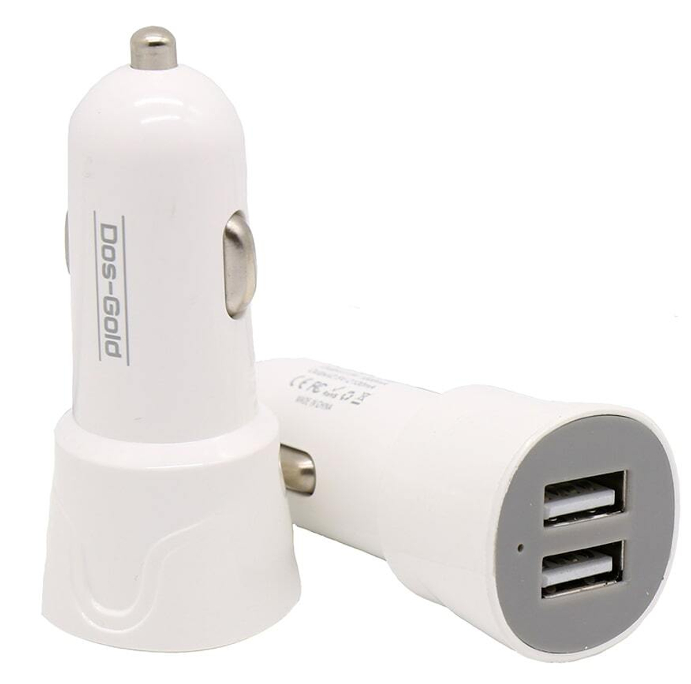 Автомобильный адаптер питания Dos-Gold DS-2223 2USB (белый)