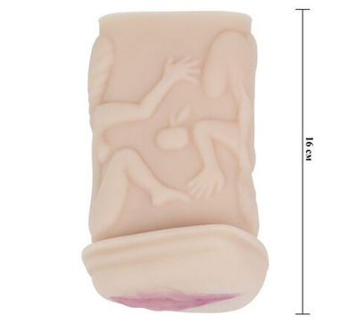 Телесный мастурбатор-вагина с фигурками на поверхности (Цвет: телесный)