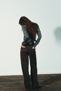 ZARA ДЖИНСЫ TRF EXTRA WIDE LEG С ВЫСОКОЙ ПОСАДКОЙ, КОРИЧНЕВЫЙ