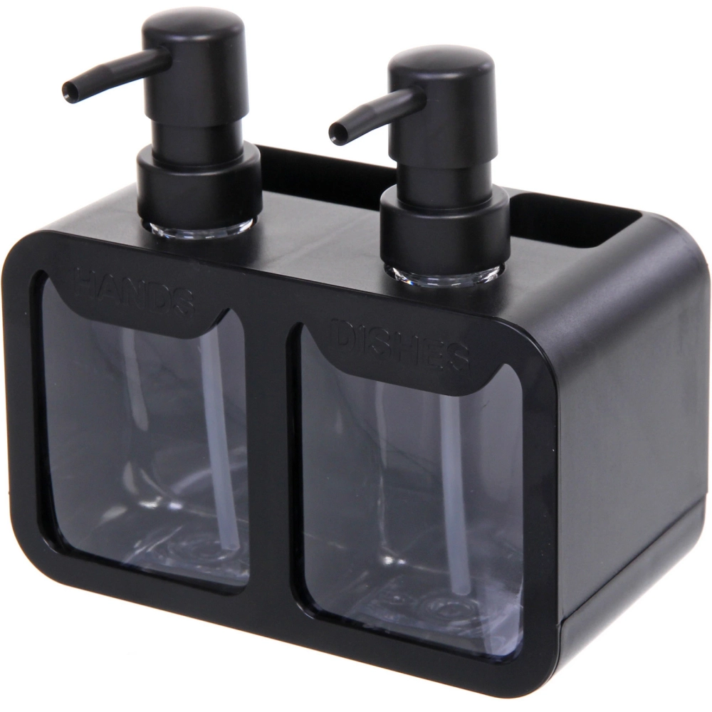 Дозатор для моющих средств 2х350мл 17х19х16 черный 8875