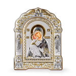 Владимирская БМ, икона арочная с рамкой, белое дерево 167х228