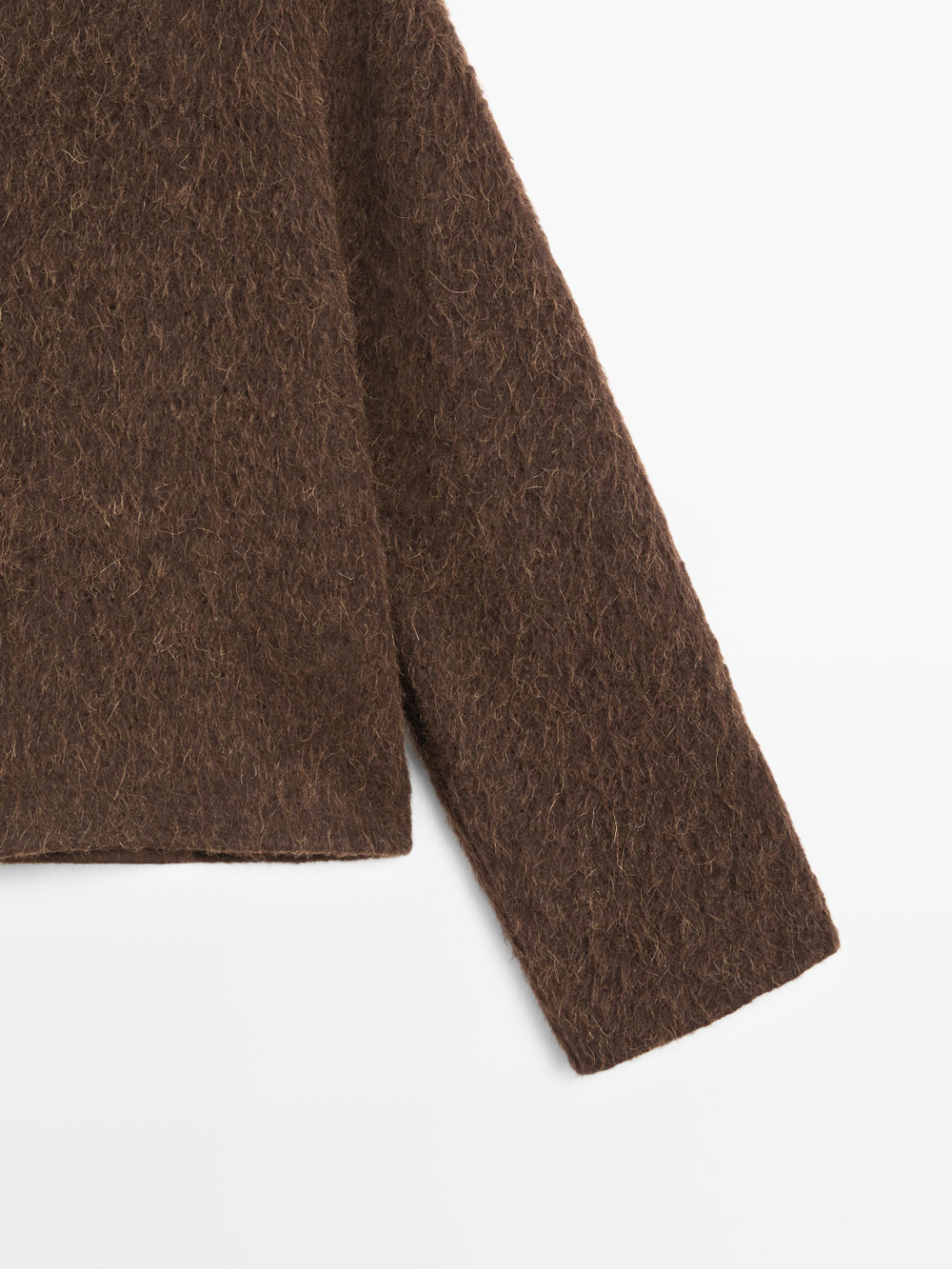 Massimo Dutti Кардиган из шерсти альпака с рубашечным воротником, темно-зеленый