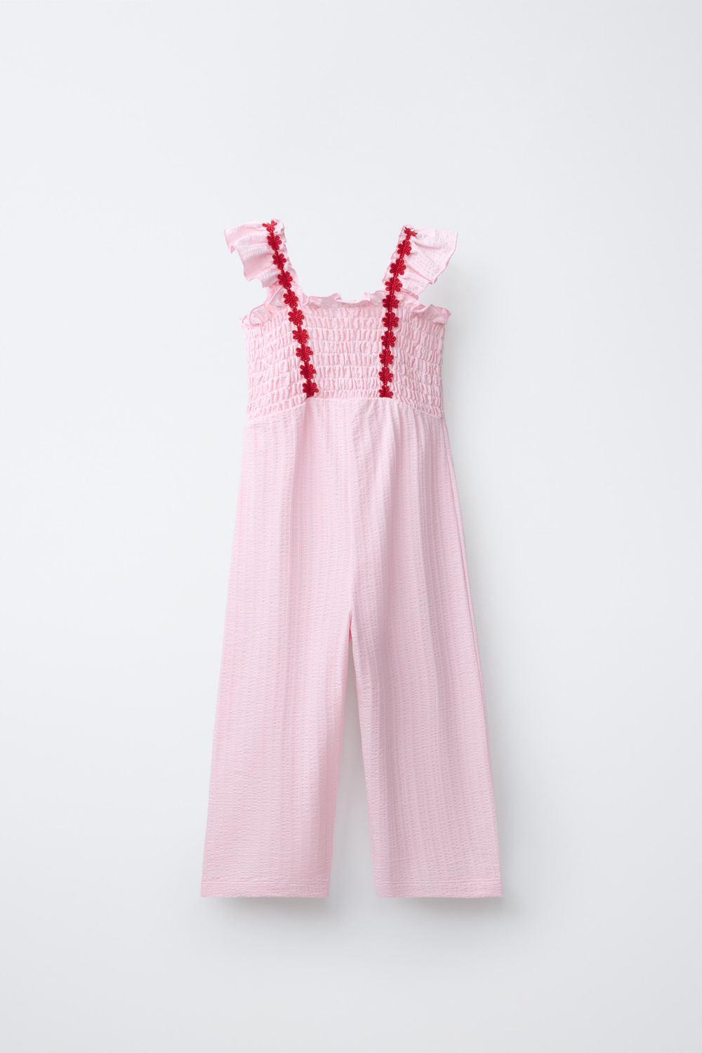 ZARA ДЛИННЫЙ КОМБИНЕЗОН С ЦВЕТОЧНЫМ УЗОРОМ, РОЗОВЫЙ