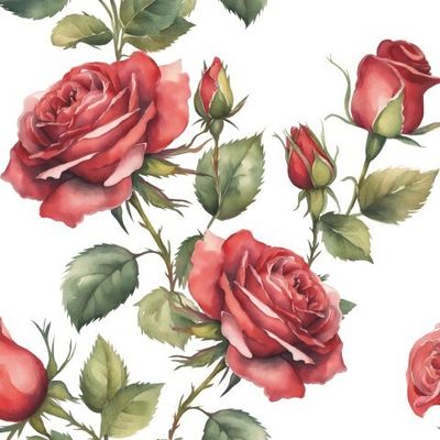 красные цветы розы нежный цветочный акварельный летний принт