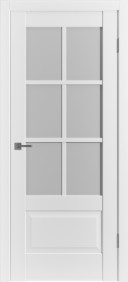 Межкомнатная дверь  VFD (ВФД) ER2 ДО-стекло сатинат White Cloud Emalex Ice (матовая белая, без текстуры)