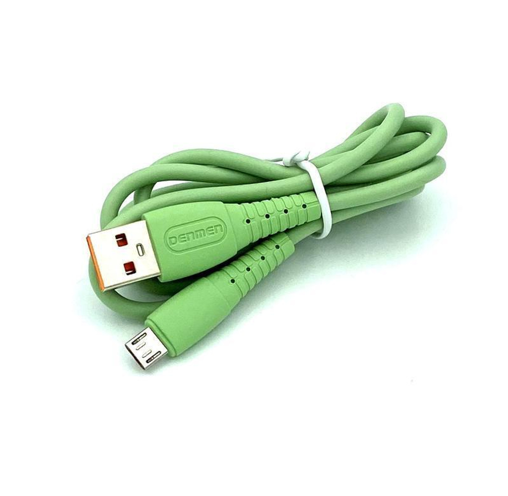 Кабель DENMEN D07V USB-microUSB 2.4A 1м Silicone Green