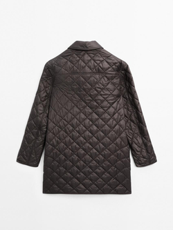 Massimo Dutti Удлиненная легкая стеганая куртка, коричневый