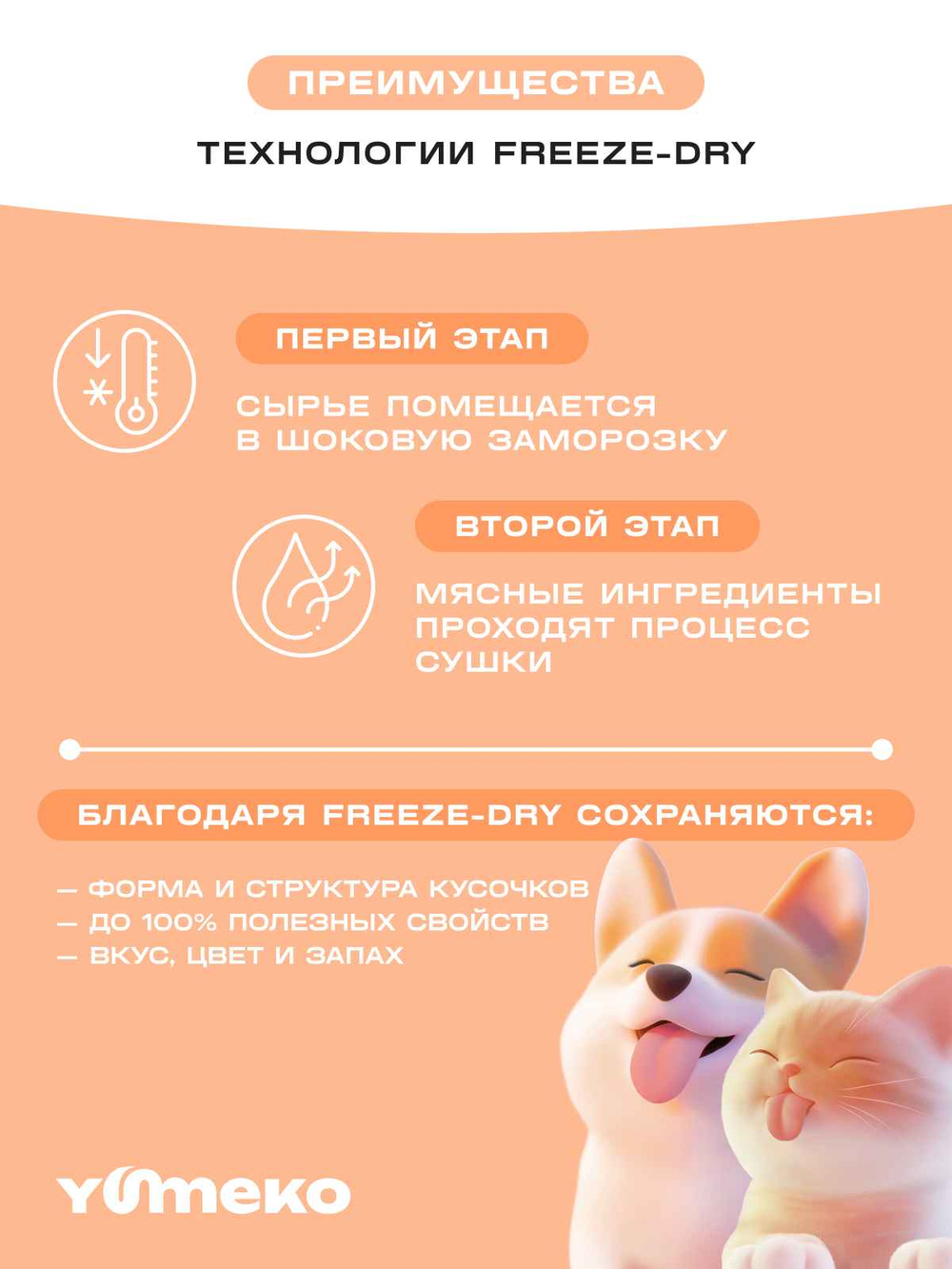 YUMEKO Сублимированное лакомство для кошек и собак c говяжьим легким и печенью, 20 г