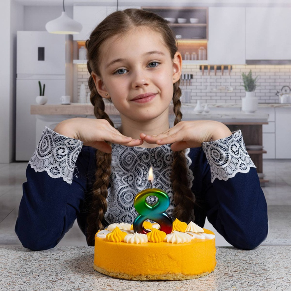 Свечи-цифры Радуга 8 см