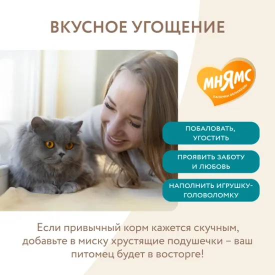 Мнямс лакомство для стерилизованных кошек с цыпленком и клюквой профилактика МКБ
