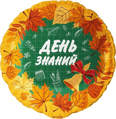Шар (18""/46 см) Круг, День Знаний, 1 Сентября, Оранжевый, 1 шт. И43