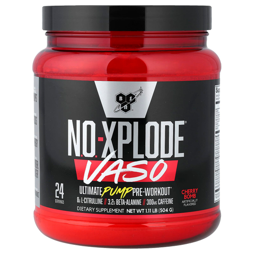 BSN, No-Xplode® VASO, предтренировочный комплекс для накачивания мышц, со вкусом вишни, 504 г (1,11 фунта)