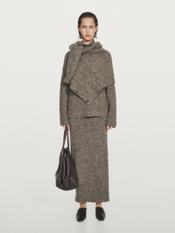 Massimo Dutti Свитер из 100% кашемира с вырезом лодочкой, норка