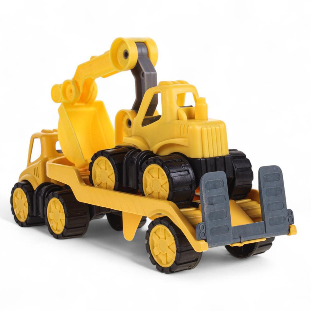 Пластмассовая игрушечная машина Toy Bibib "Эвакуатор с экскаватором", упакет полиэт.сетка