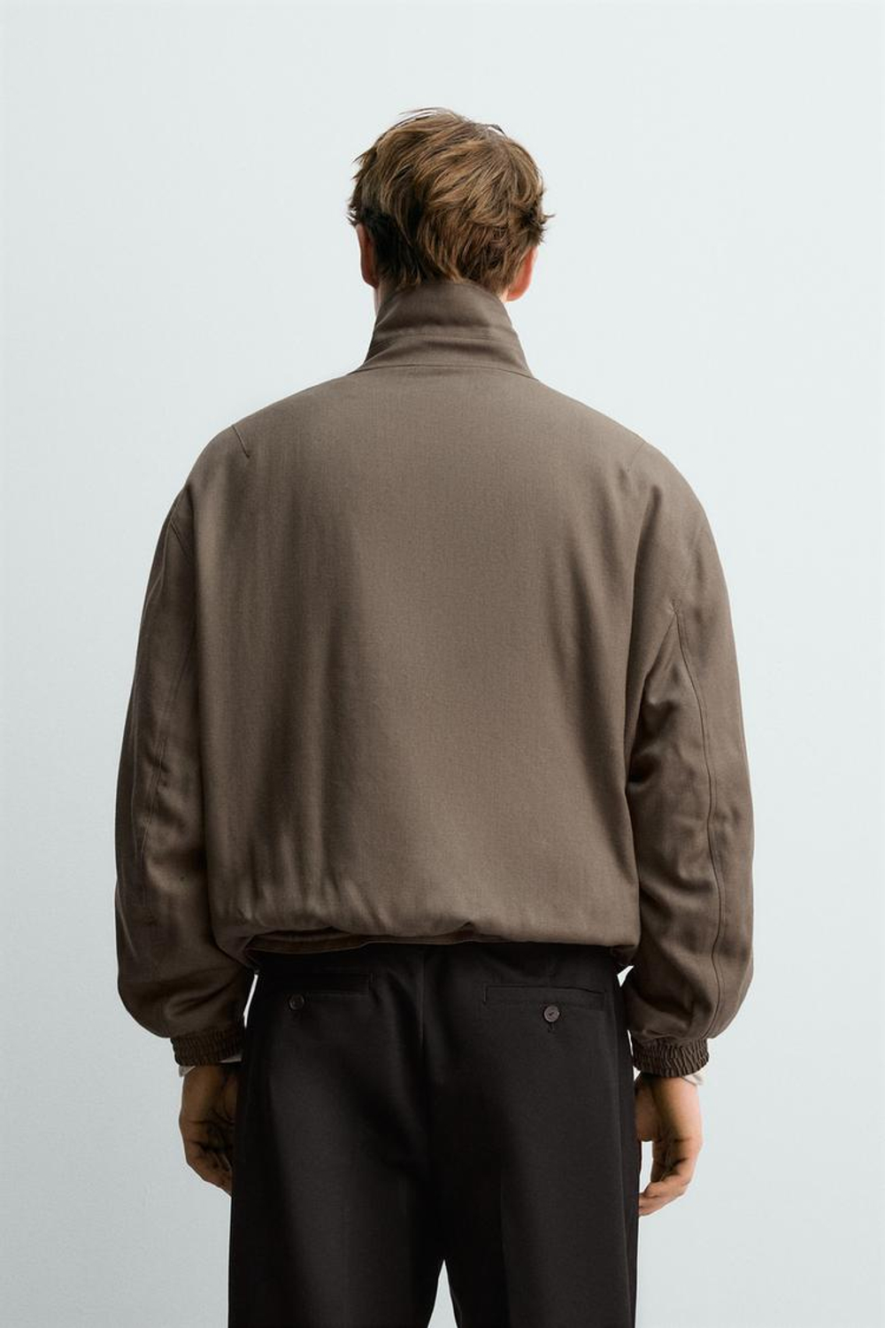 ZARA СТЕГАНАЯ КУРТКА ИЗ 100% ШЕРСТИ, СЕРО-КОРИЧНЕВЫЙ