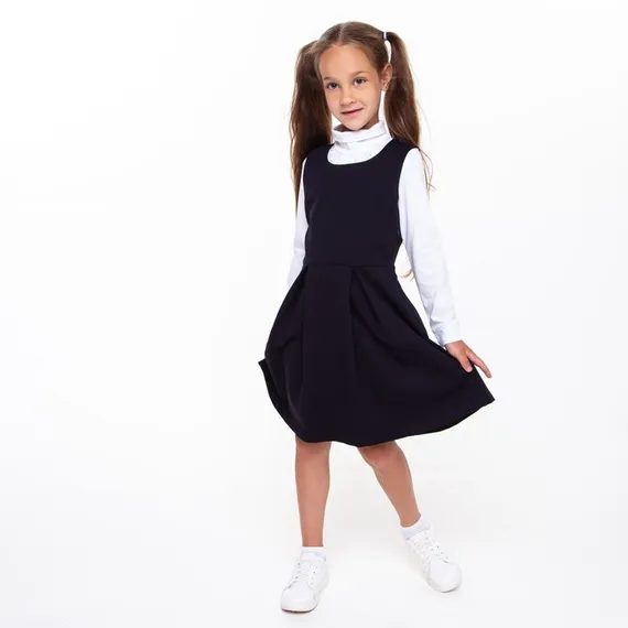 Сарафан для девочки, цвет синий, рост 122 см