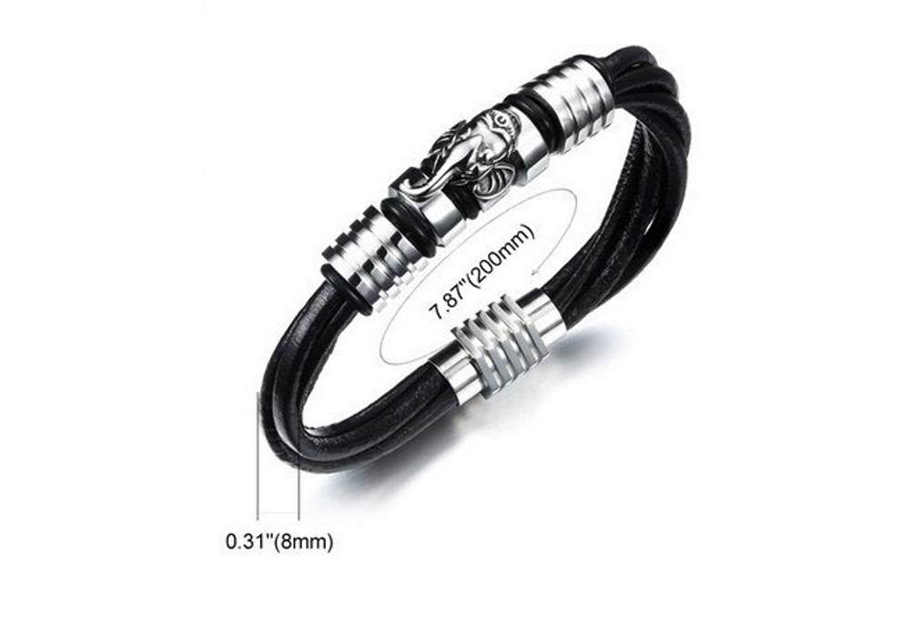 Браслет кожаный со слоном Steelman 88027