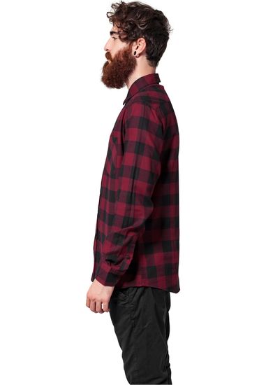 Рубашка URBAN CLASSICS Checked Flanell Shirt (Black/Burgundy)