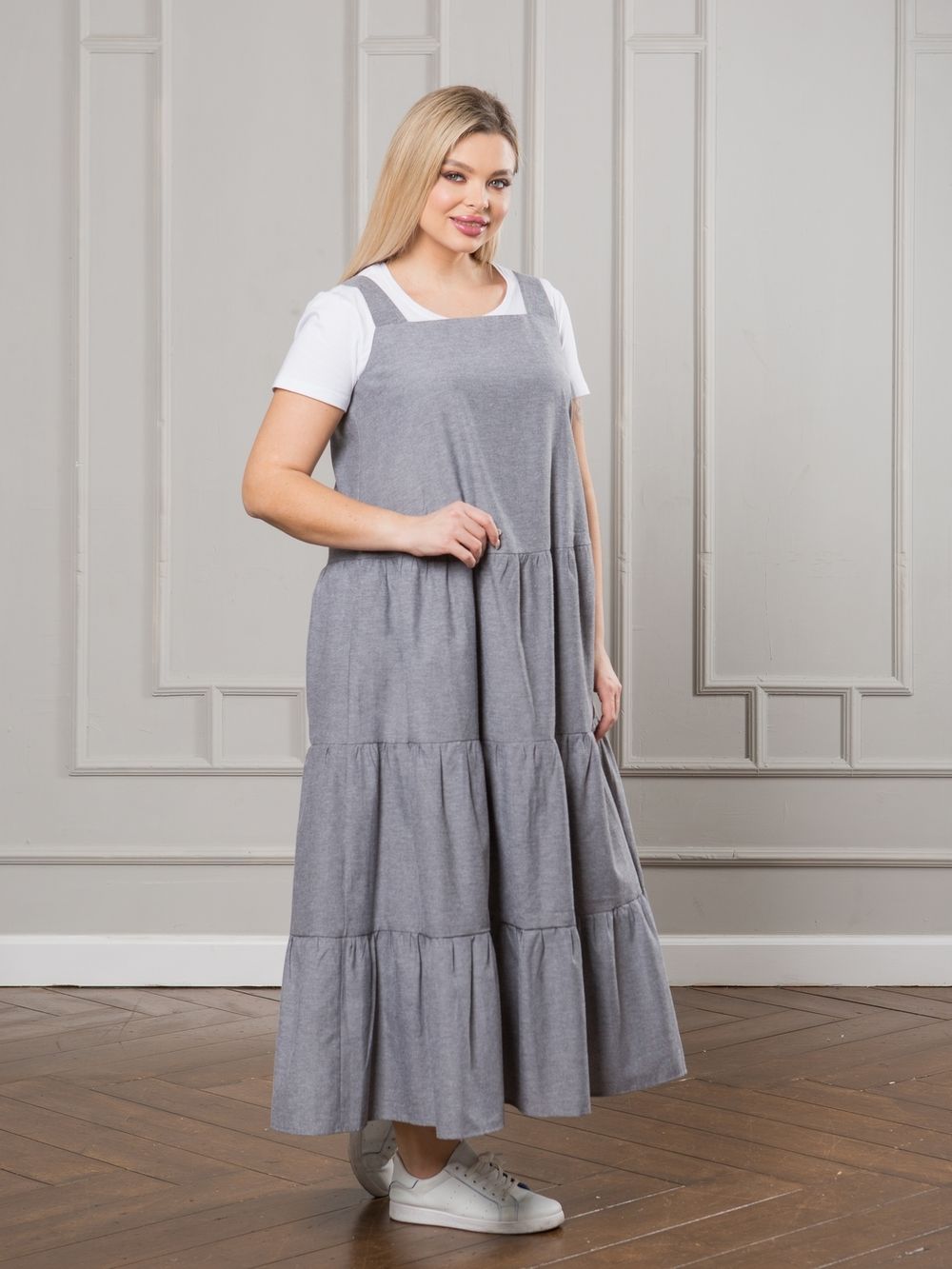 Сарафан 1251 серый Novita (Акция)