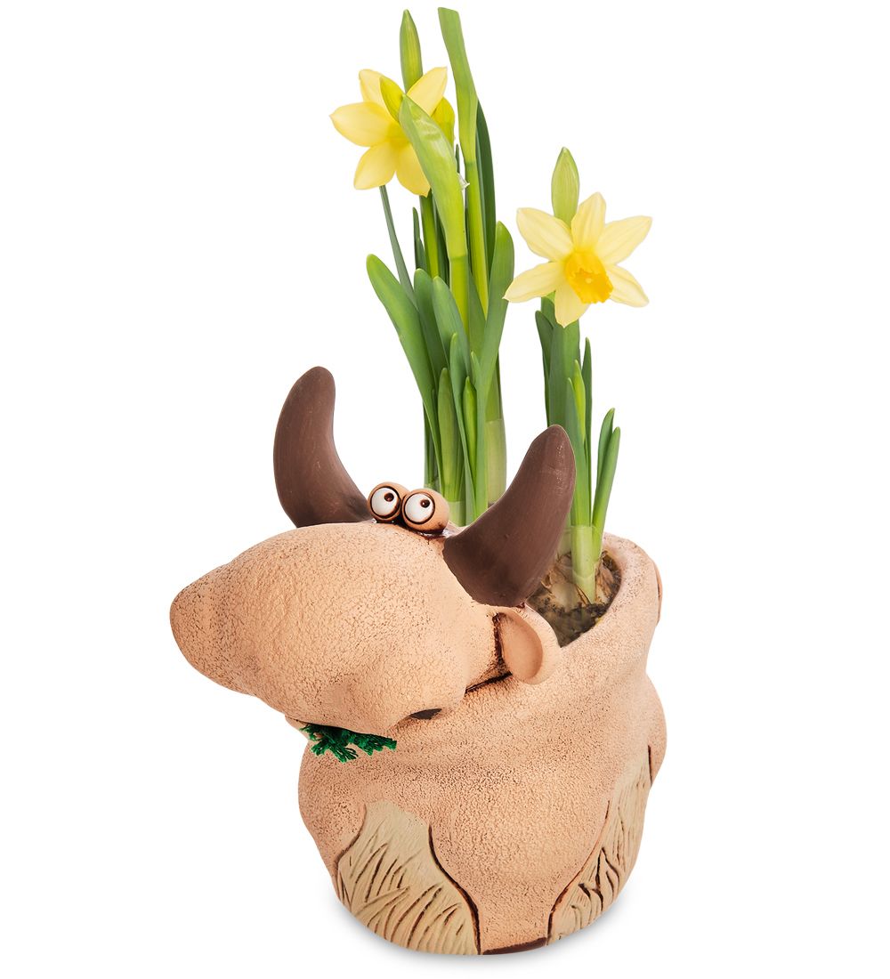 ZLC- 39 Кашпо керамическое «Бык с травой»