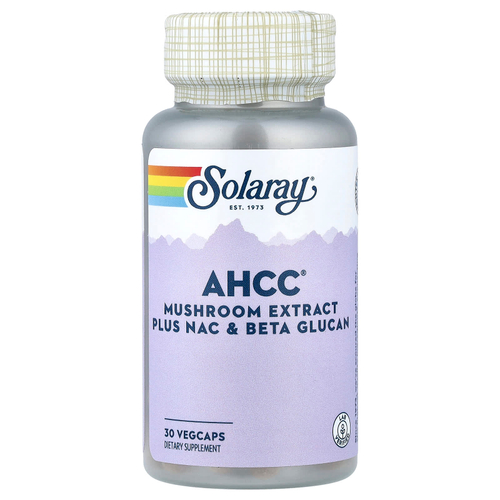 Solaray, экстракт грибов AHCC® с NAC и бета-глюканом, 30 растительных капсул