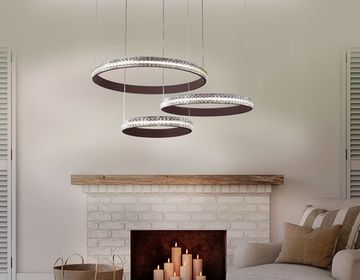 Подвесной светодиодный светильник с пультом FA6162 CF кофейный 99W (ПДУ РАДИО 2.4) Acrylica Ambrella