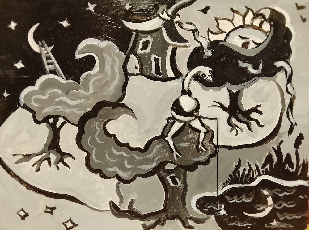 Картина "Айва", натюрморт. 30 см на 30 см. Акрил на картоне. Авторская живопись, оригинал.