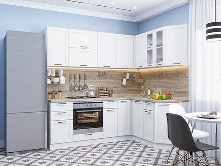 Угловая модульная кухня Барселона-05 Белый - Белый 2140*2200/1600*600