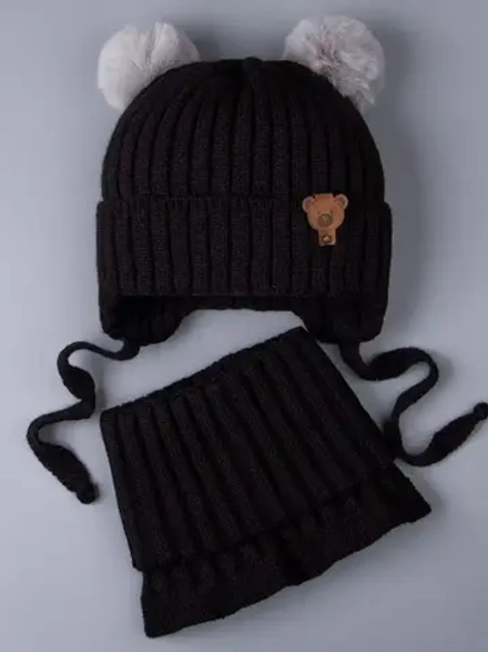 Шапка зимняя вязаная и снуд для детей