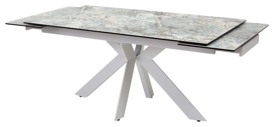 Стол BELLUNO 160 KL-170 MALACHITE, итальянская керамика/ белый каркас