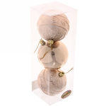 Новогодние шары 8 см (набор 3 шт) «Микс фактур», шампань