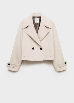 MANGO Короткий тренч на двойных пуговицах, бежевый